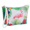 Fashion Full Colored Digital Printing Pouch Flamingo Pink Color Cosmetic Makeup Bag